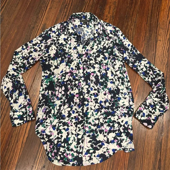 Banana Republic Women’s Abstract Floral Button Down Long Sleeve Blouse Sz Small - Picture 3 of 6